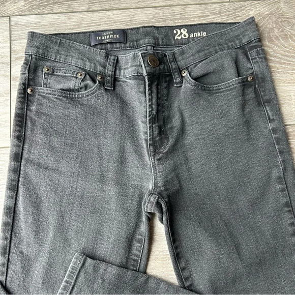 J. Crew 9”Mid Rise Toothpick Charcoal Wash Jeans - Picture 6 of 15